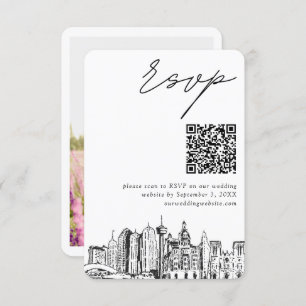 Tarjeta De Recepción San Antonio Boda RSVP moderno Código QR