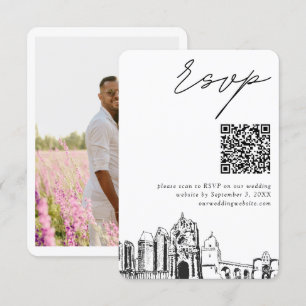 Tarjeta De Recepción San Diego Boda RSVP moderno Código QR