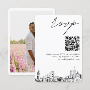 Tarjeta De Recepción San Francisco Boda RSVP moderno Código QR