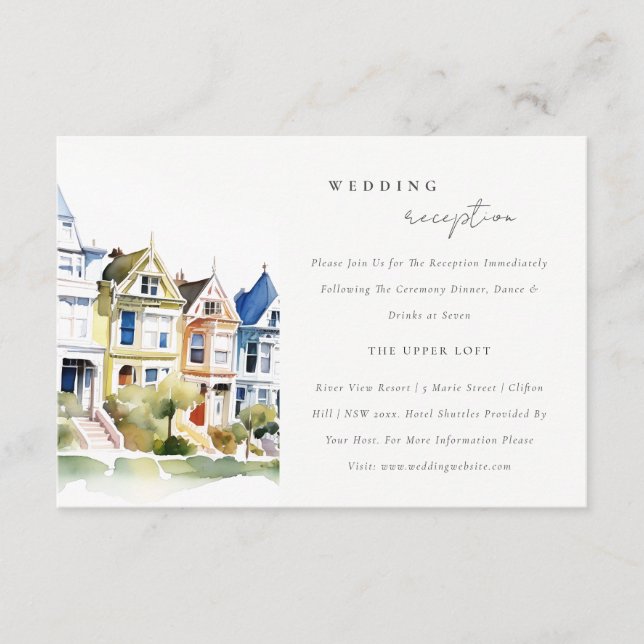 Tarjeta De Recepción San Francisco Painted Ladies Wedding Reception (Anverso)