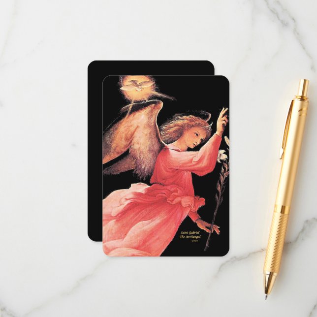 Tarjeta De Recepción San Gabriel el Arcángel con la oración (Anverso/Reverso In Situ)