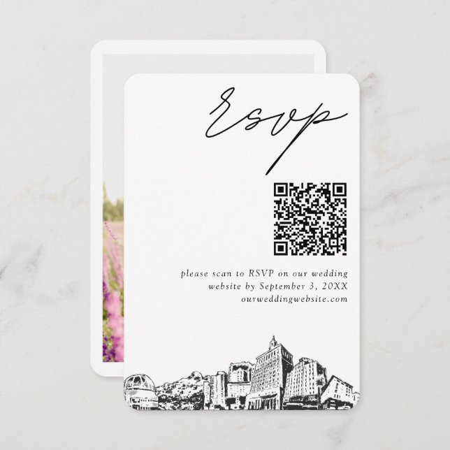 Tarjeta De Recepción San José Boda RSVP moderno Código QR (Anverso / Reverso)