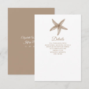 Tarjeta De Recepción Sandy Starfish Marine Ocean Beach Wedding