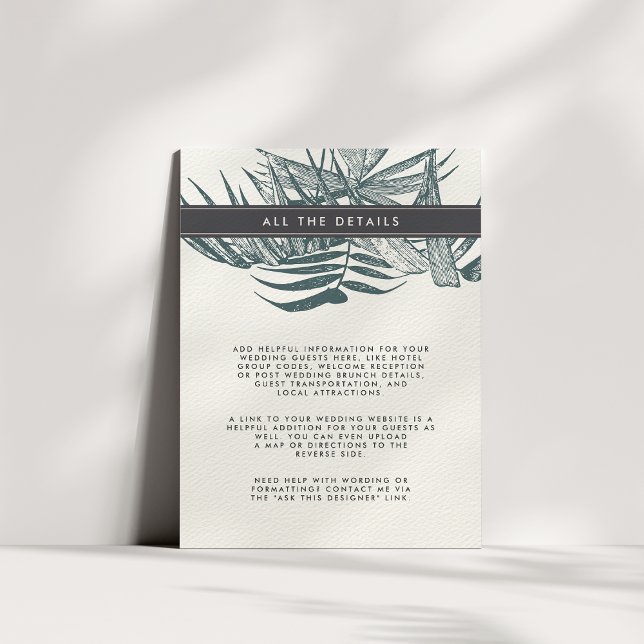 Tarjeta De Recepción Sanibel | Detalles de invitado de Boda tropical (Subido por el creador)