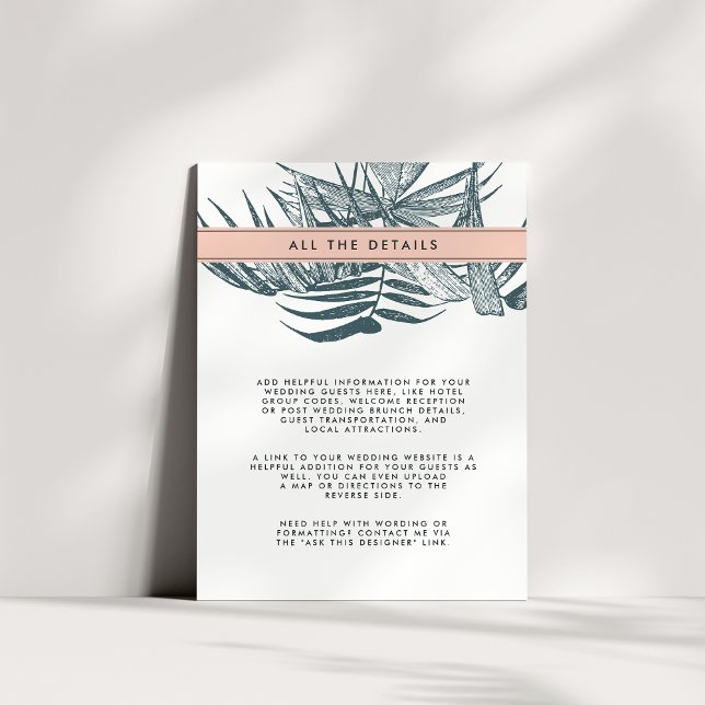 Tarjeta De Recepción Sanibel | Detalles del Boda Botánico Tropical (Subido por el creador)