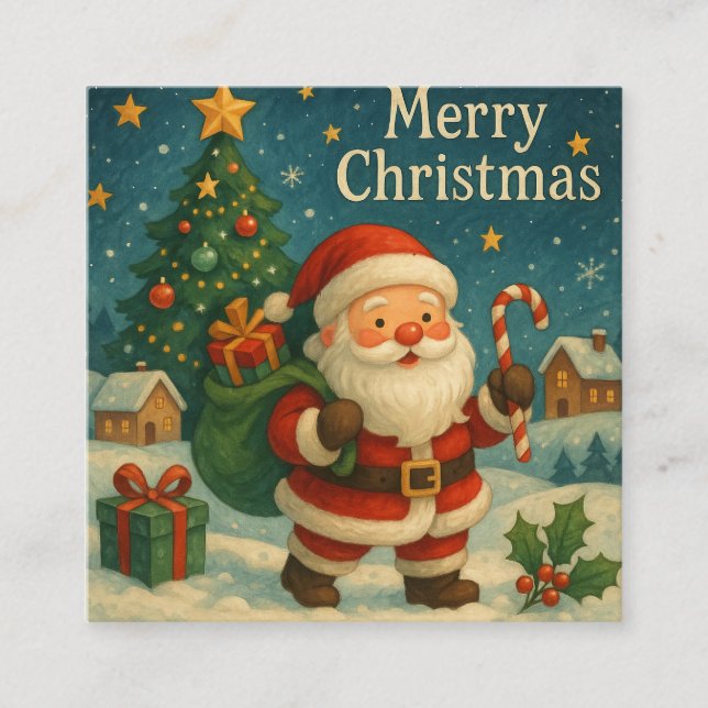 Tarjeta De Recepción Santa adorable Feliz Navidad (Anverso)