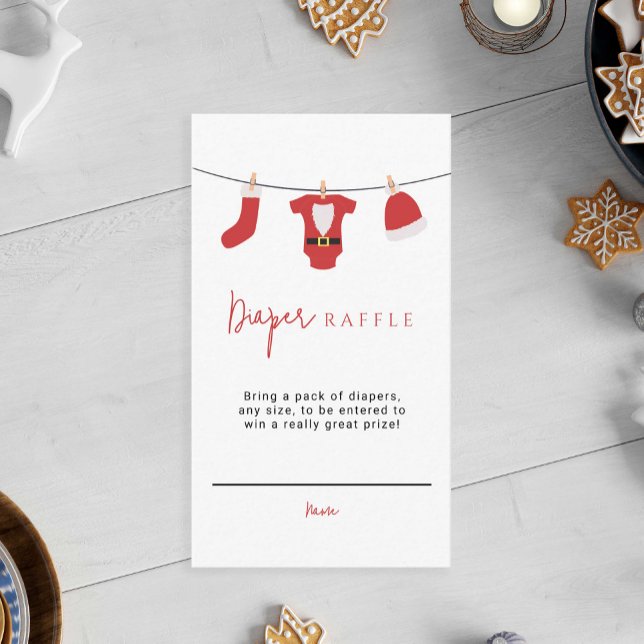 Tarjeta De Recepción Santa Baby Baby Shower Diaper Raffle Clothesline (Subido por el creador)