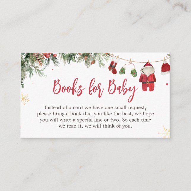 Tarjeta De Recepción Santa Baby Clothes Navidades de invierno libros pa (Anverso)