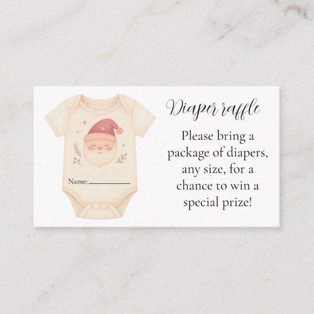 Tarjeta De Recepción Santa Baby Diaper Raffle Card (Anverso)