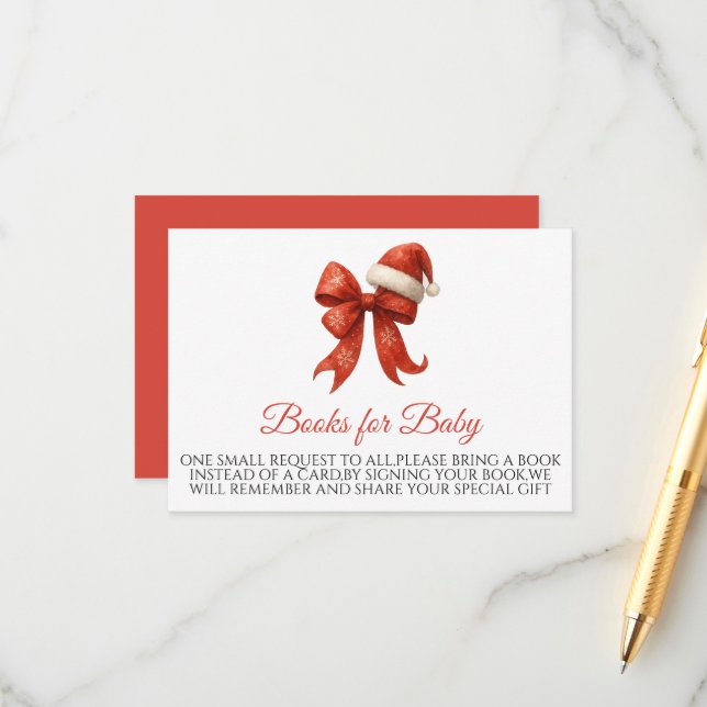 Tarjeta De Recepción Santa Baby Red Bow Navidades libros para bebé (Anverso/Reverso In Situ)
