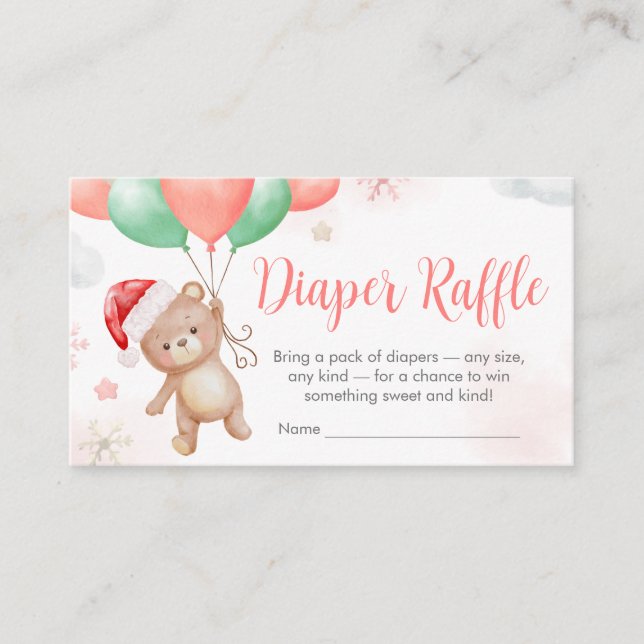 Tarjeta De Recepción Santa Baby Shower Diaper Raffle (Anverso)