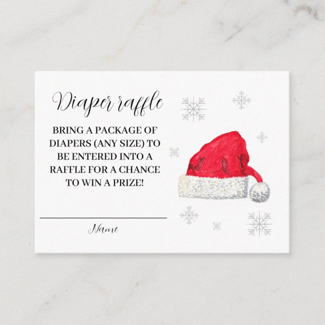 Tarjeta De Recepción Santa Baby Winter Red Diaper Raffle Baby Shower (Anverso)
