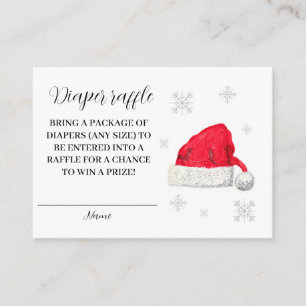 Tarjeta De Recepción Santa Baby Winter Red Diaper Raffle Baby Shower