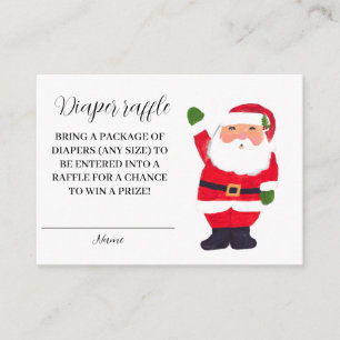 Tarjeta De Recepción Santa Baby Winter Red Diaper Raffle Baby Shower