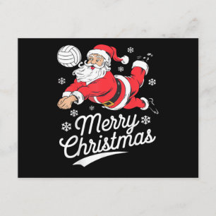 Tarjeta De Recepción Santa Jugando Voleibol Pijama De Navidad Cool Spo