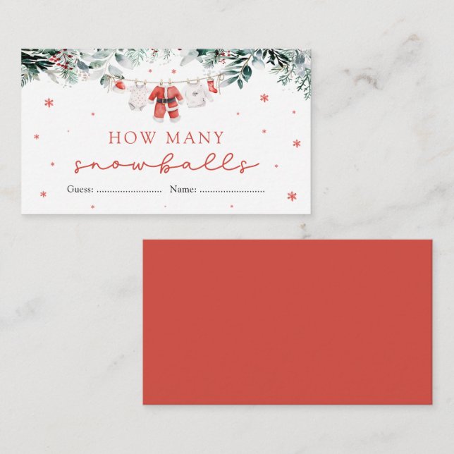 Tarjeta De Recepción Santa Navidad cuántas bolas de nieve Baby Shower (Anverso / Reverso)