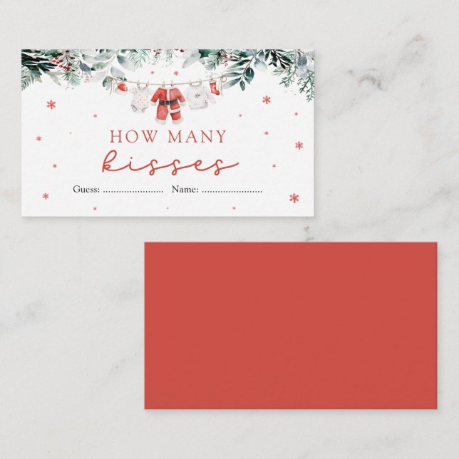 Tarjeta De Recepción Santa Navidades cuántos besos el juego de Baby Sho (Anverso / Reverso)