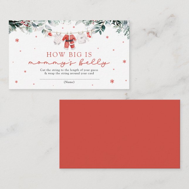 Tarjeta De Recepción Santa Navidades Rojas qué grande es el juego Belly (Anverso / Reverso)
