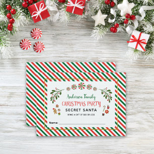 Tarjeta De Recepción Santa Secreto de Caramelo de Navidad de Menta con