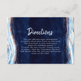 Tarjeta De Recepción Sapphire Blue Rosa Gold Geode Bodas