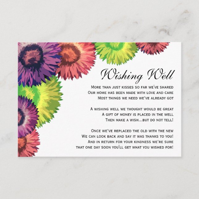 Tarjeta De Recepción Sassy Spring Flowers Moderno Wishing Well Card (Anverso)