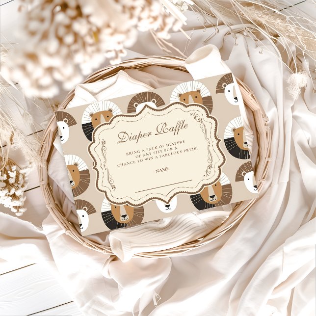 Tarjeta De Recepción Scandinavian Safari Lion Baby Showe Diapper Raffle (Subido por el creador)