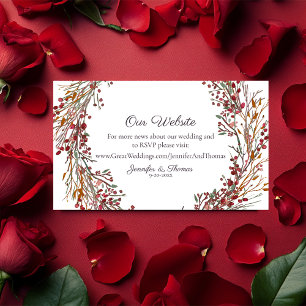 Tarjeta De Recepción Scarlet Red Winter Wreath Boda Floral