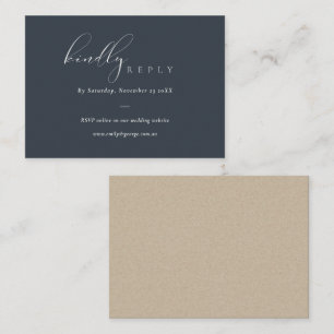 Tarjeta De Recepción Script Black Navy Boda en línea RSVP