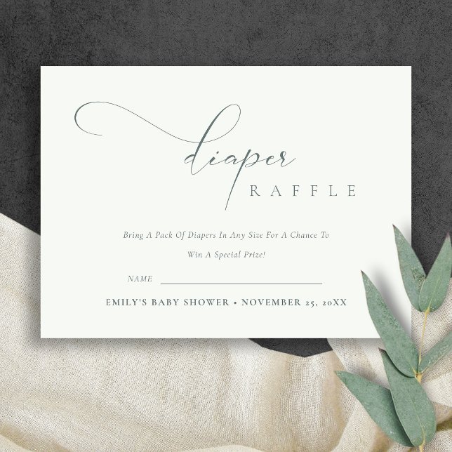 Tarjeta De Recepción Script Black White Diaper Raffle Baby Shower (Subido por el creador)