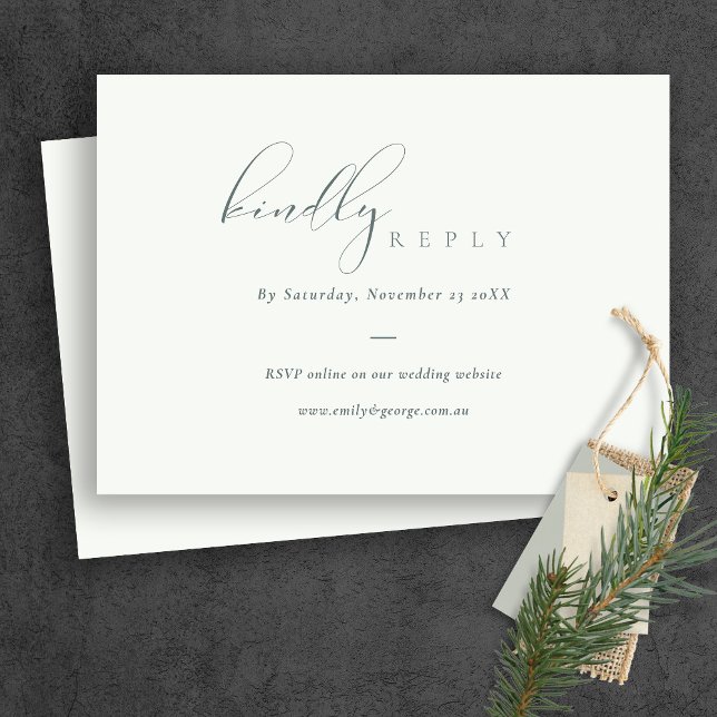Tarjeta De Recepción Script Black White Online Boda sitio web RSVP (Subido por el creador)