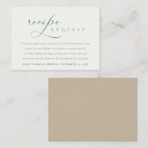 Tarjeta De Recepción Script Black White Recipe Solicita Ducha de Novias