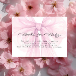 Tarjeta De Recepción Script Blush Bow Books for Baby Insert