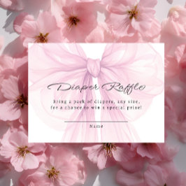 Tarjeta De Recepción Script Blush Bow Diaper Raffle Insert