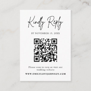 Tarjeta De Recepción Script clásico QR Boda de código RSVP