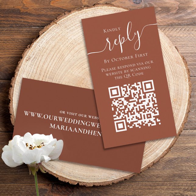 Tarjeta De Recepción Script de caligrafía simple de terracota Responder (Subido por el creador)