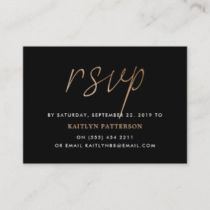 Tarjeta De Recepción Script de Relieve metalizado dorado moderno RSVP