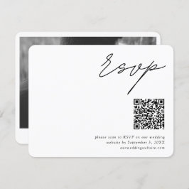 Tarjeta De Recepción Script minimalista QR Boda de código RSVP