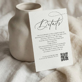 Tarjeta De Recepción Script Monogram Wedding Details White QR Code
