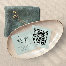 Tarjeta De Recepción Script QR código Mint Green Wedding RSVP