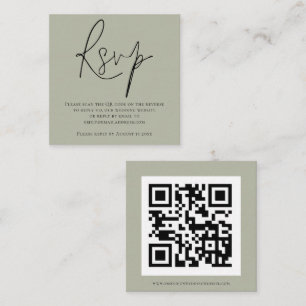 Tarjeta De Recepción Script QR Código Soft Sage Green Wedding RSVP