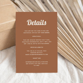 Tarjeta De Recepción Script retro | Detalles del invitado del Boda