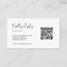 Tarjeta De Recepción Script simple código QR Boda RSVP
