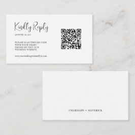 Tarjeta De Recepción Script simple código QR Boda RSVP