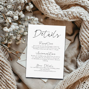 Tarjeta De Recepción Script simple para detalles de Boda