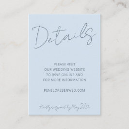 Tarjeta De Recepción Script Soft Blue Wedding Website Details QR Modern
