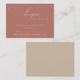 Tarjeta De Recepción Script Terracota Rust Diaper Raffle Baby Shower