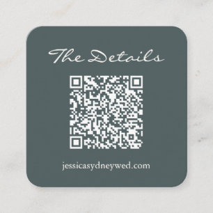 Tarjeta De Recepción Script Wedding RSVP Detalles Código QR Verde azula