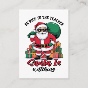 Tarjeta De Recepción Sé Amable Con El Profesor Santa Está Mirando