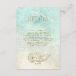 Tarjeta De Recepción Sea Foam Beach Wedding Details ID837