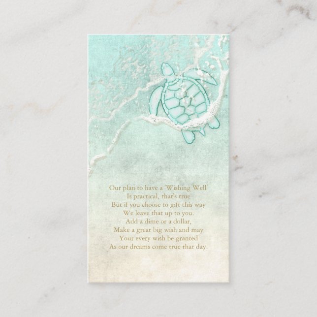 Tarjeta De Recepción Sea Foam Beach Wedding Wishing Well V1 ID837 (Anverso)